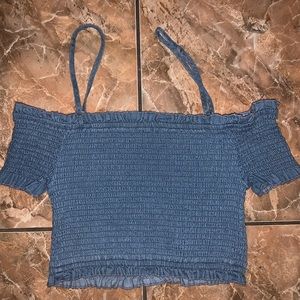 Ruffled jean crop top